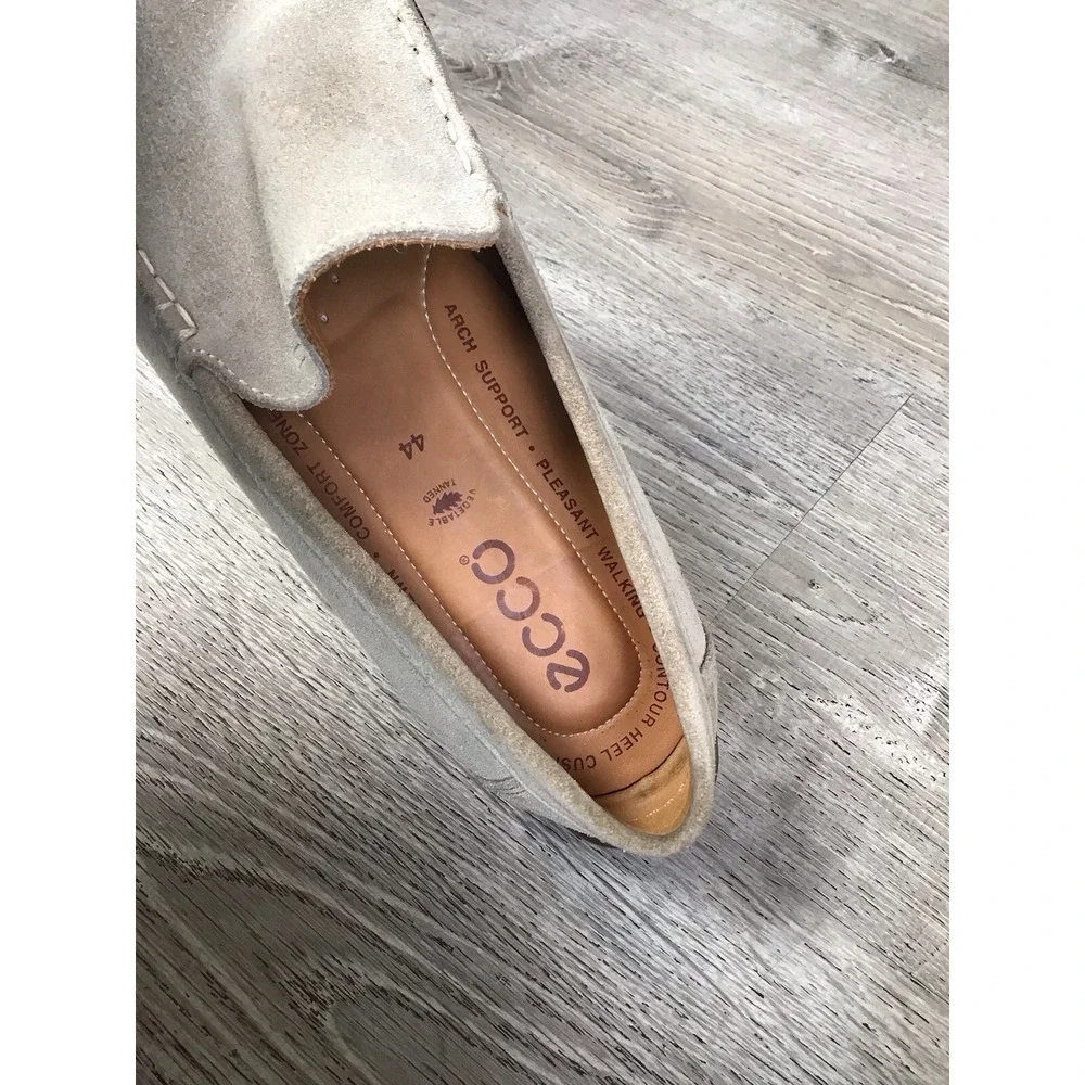 ECCO Tan Leather Driving Loafers Shoes Mens Size EURO 44 / 10.5 US